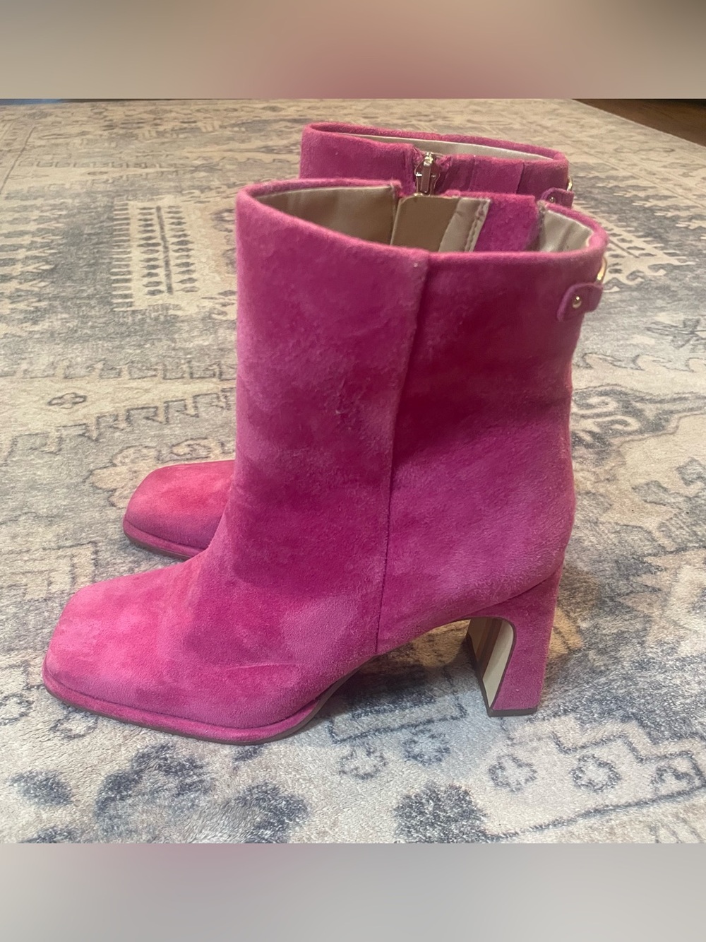 Sam Edelman Irie Women's Suede Ankle Boots in Fuchsia Pink - Picture 2 of 9